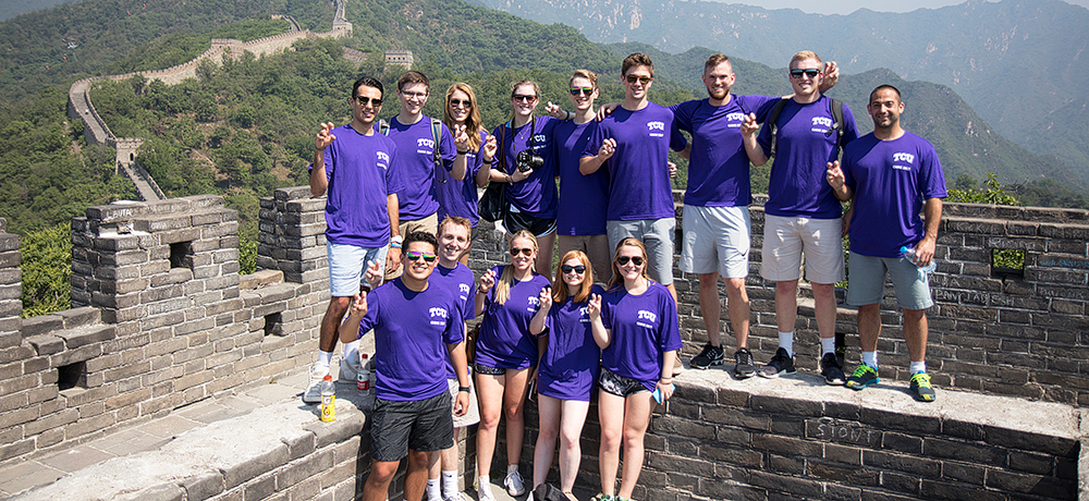 Section Image: TCU students on the Great Wall of China 