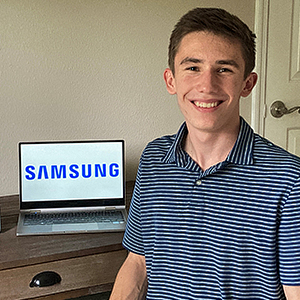 Michael Phillips with Samsung computer