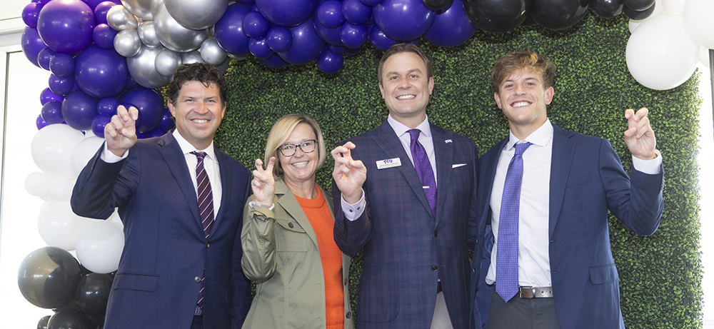 Daniel Pullin, Hettie Richardson, Jeremiah Donati and Luke Swan pose with 