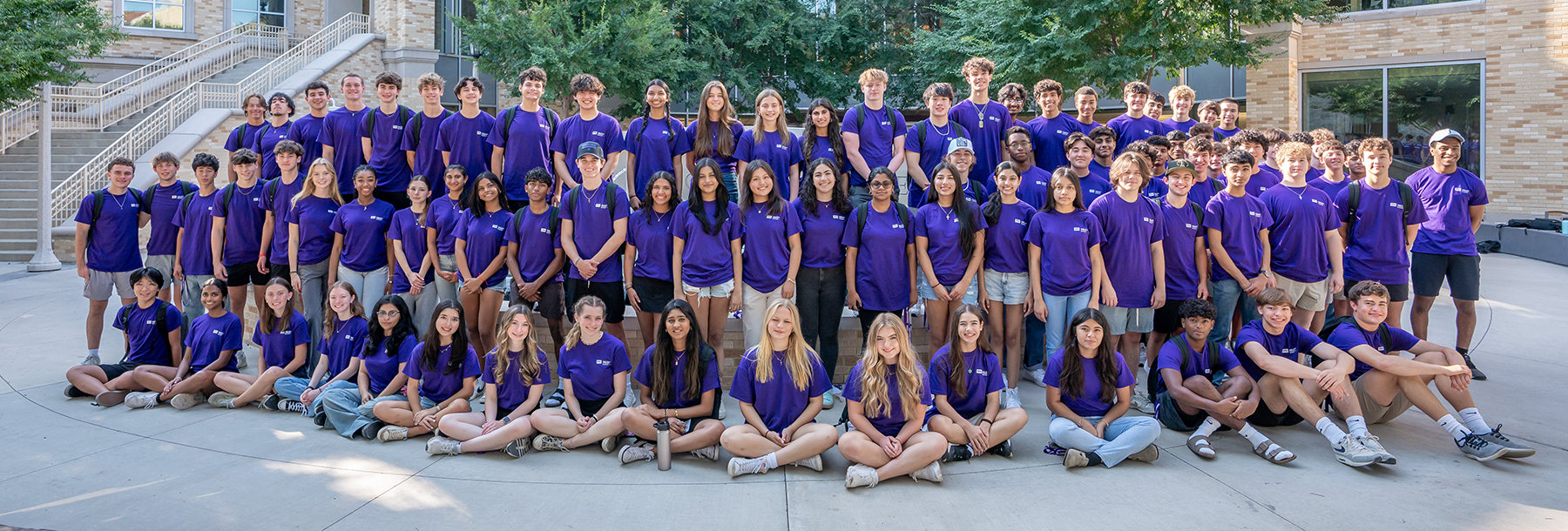 Section Image: Neeley Analytics Academy students at the Neeley fountain. 