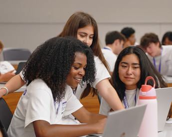 High school students participating in a Business Innovation Academy activity