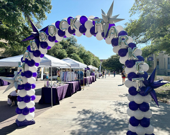 Balloon arch entry to Shaddock Market
