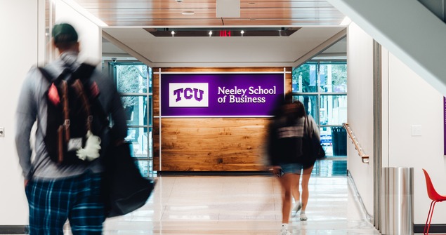 Neeley School of Business sign in the hallway