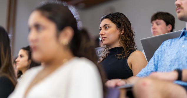 TCU Neeley students attending class in lecture hall
