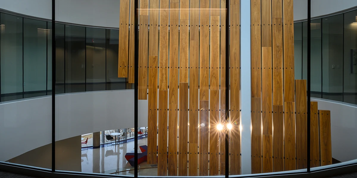 Rogers Rotunda wooden detail, as seen from the second floor